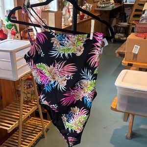 Hurley Black Tropical One Piece Swimsuit